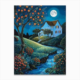 House In The Moonlight 1 Canvas Print