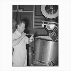 Taking Sample Of Milk From Weighing Kettle To Determine Percentage Of Butter Fat, Babcock Test, Creamery, San Canvas Print