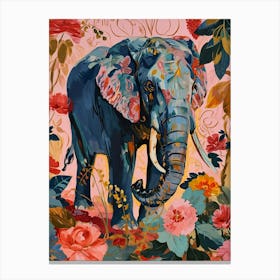 Floral Animal Painting Elephant 4 Canvas Print