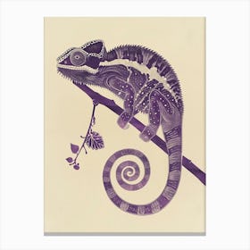 Purple Chameleon Panther Chameleon Block Print 4 Canvas Print
