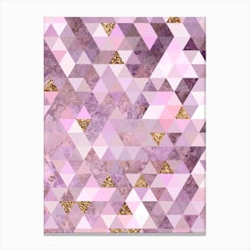 Abstract Triangle Geometric Pattern in Pink and Glitter Gold n.0006 Canvas Print