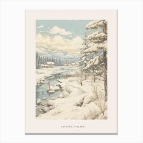 Vintage Winter Poster Lapland Finland 3 Canvas Print