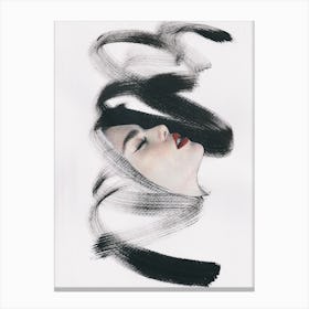 Face Of A Woman Balck and White Collage Art Print Canvas Print