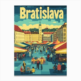 Aihrgdesign A 1970s Inspired Travel Poster For Bratislava 1 Canvas Print