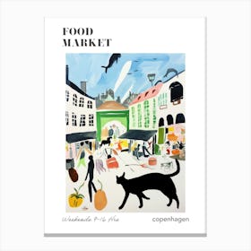 The Food Market In Copenhagen 3 Illustration Poster Canvas Print