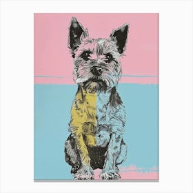 Pastel Watercolour Terrier Dog Line Illustration 3 Canvas Print