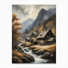 In The Wake Of The Mountain A Classic Painting Of A Village Scene (35) Canvas Print