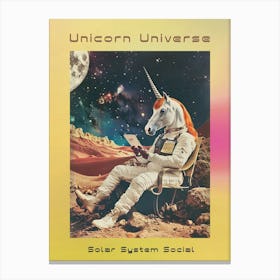 Unicorn In Space On A Tablet Abstract Collage Poster Canvas Print