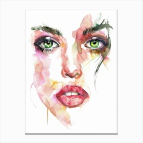 Watercolor Portrait Of A Woman 1 Canvas Print