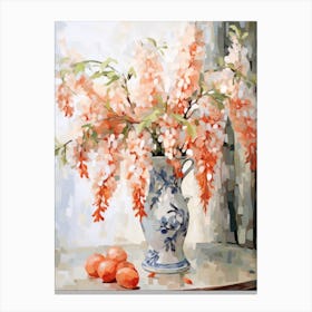 Wisteria Flower And Peaches Still Life Painting 3 Dreamy Canvas Print