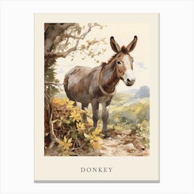 Beatrix Potter Inspired  Animal Watercolour Donkey 2 Canvas Print