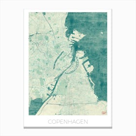 Copenhagen Map Vintage in Blue Canvas Print