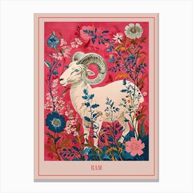 Floral Animal Painting Ram 1 Poster Canvas Print