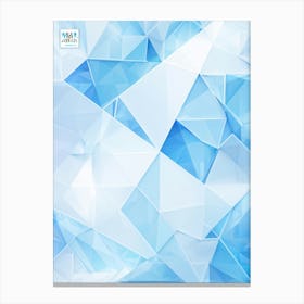 Abstract Geometric Composition Integrating Polygons Soft White And Blue Hues And Transparent Ice (4) Canvas Print