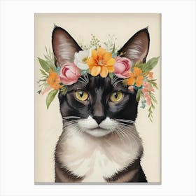 Balinese Javanese Cat With Flower Crown (2) Canvas Print