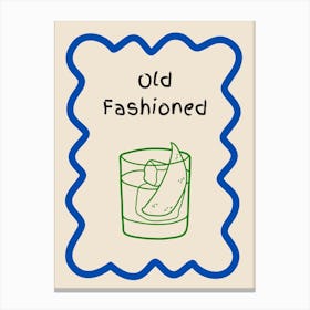 Old Fashioned Doodle Poster Blue & Green Canvas Print