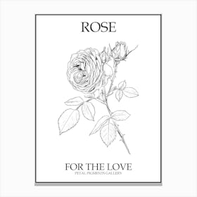Black And White Rose Line Drawing 9 Poster Canvas Print