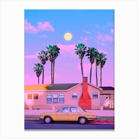Palms And Car Canvas Print