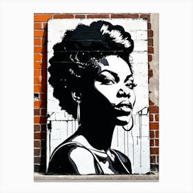 Vintage Graffiti Mural Of Beautiful Black Woman 53 Canvas Print