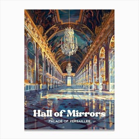 Hall Of Mirrors Versailles Travel Illustration Canvas Print