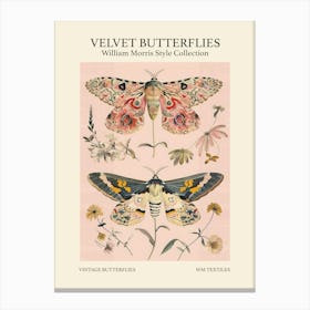 Velvet Butterflies Collection Vintage Butterflies William Morris Style 1 Canvas Print