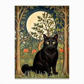 William Morris Black Cat In The Forest 10 Canvas Print