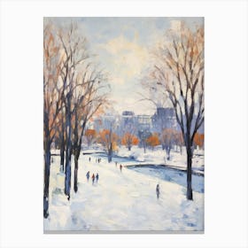 Winter City Park Painting Parc Jean Drapeau Montreal Canada 2 Canvas Print