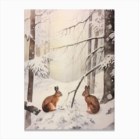 Winter Watercolour Red Squirrel 3 Canvas Print