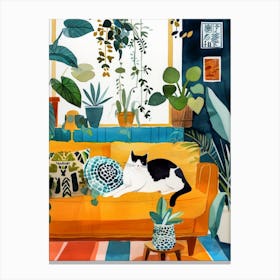 Cat On The Couch animal Cat's life Canvas Print