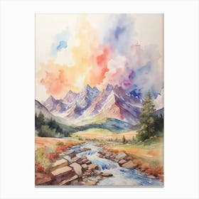 Watercolor Of A Mountain Stream 2 Canvas Print