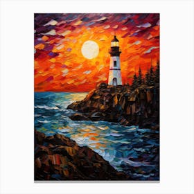 Lighthouse At Sunset 3 Canvas Print