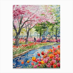 Tulips In The Park Canvas Print