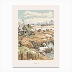 Vintage Winter Poster Iceland 1 Canvas Print