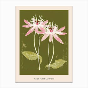 Pink & Green Passionflower 3 Flower Poster Canvas Print