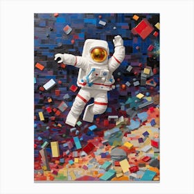Astronaut And Colourful Bricks 2 Canvas Print