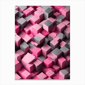 Pink And Grey Cubes Canvas Print