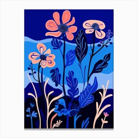 Blue Flower Illustration Kangaroo Paw 2 Canvas Print