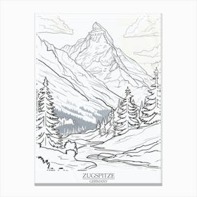 Zugspitze Germany Color Line Drawing Drawing 6 Poster Canvas Print