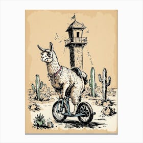 Llama On A Bike Canvas Print