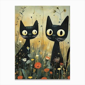 Black Cats In The Meadow 6 Canvas Print