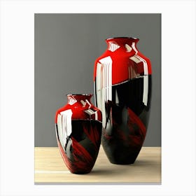 Red And Black Vases 7 Canvas Print