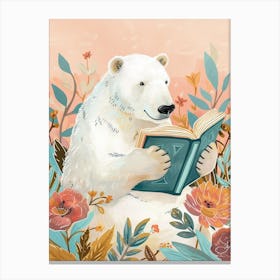 Polar Bear Reading Storybook Illustration 2 Canvas Print