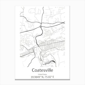 Coatesville,United States Minimalist Map 1 Canvas Print