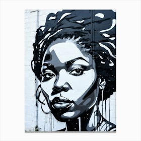 Graffiti Mural Of Beautiful Black Woman 62 Canvas Print