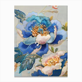 Chinese Embroidered Flowers Canvas Print