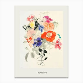 Impatiens 3 Collage Flower Bouquet Poster Canvas Print