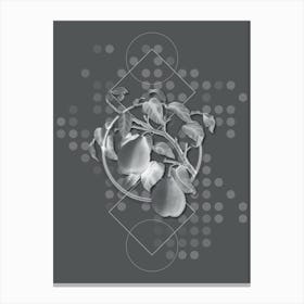 Vintage Wild European Pear Botanical with Line Motif and Dot Pattern in Ghost Gray n.0375 Canvas Print