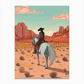 Cowgirl Riding A Horse In The Desert 12 Canvas Print