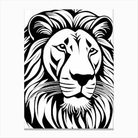 Lion Linocut Sketch Black And White art, animal art, 144 Canvas Print