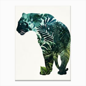 Double Exposure Realistic Black Panther With Jungle 25 Canvas Print
